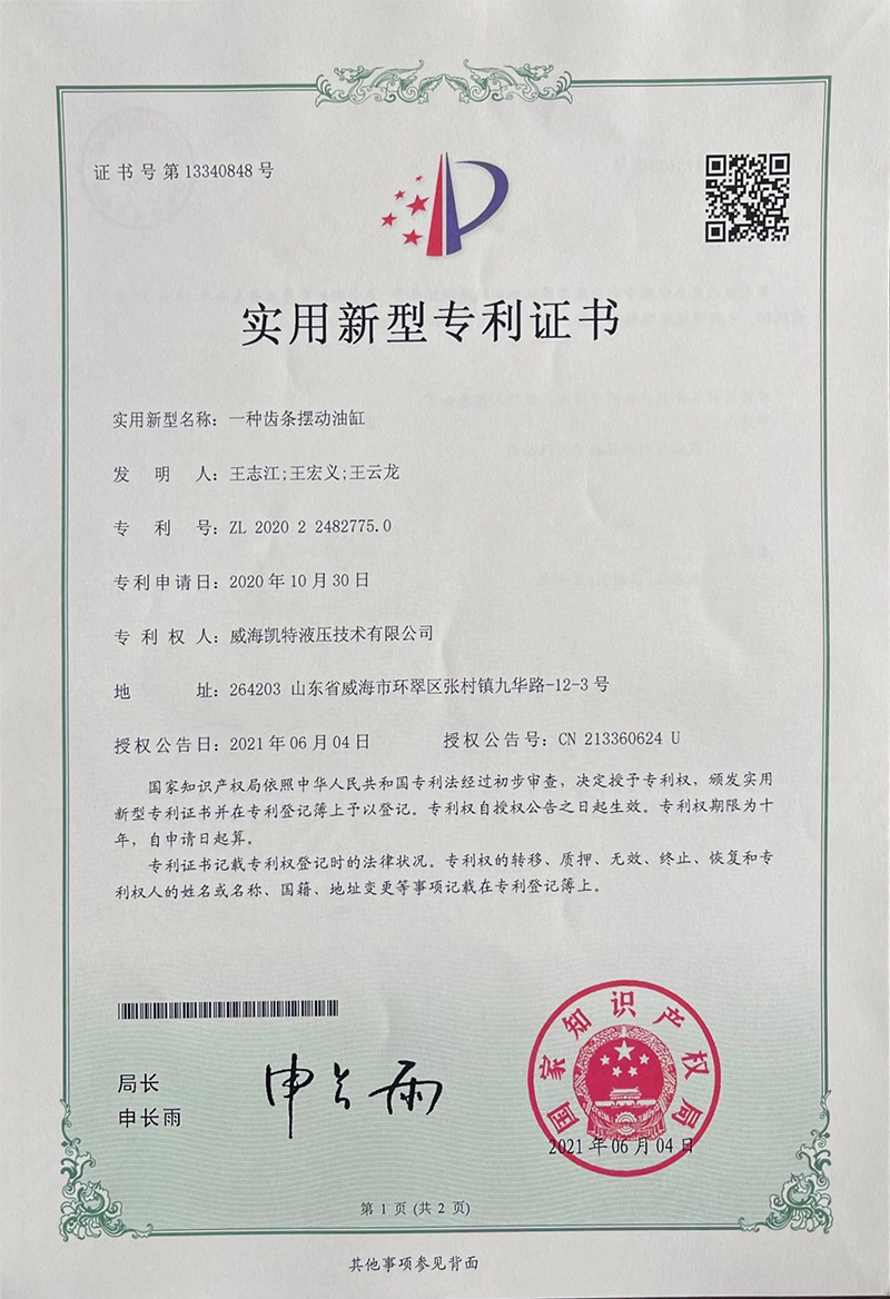 一種齒條擺動(dòng)油缸-實(shí)用新型專利